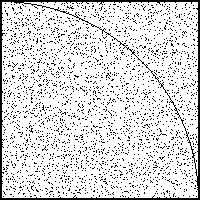 Quarter circle with random dots